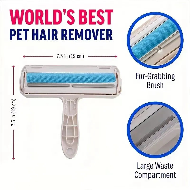 Self-Cleaning Pet Hair Remover Roller - One-Hand Operation for Dogs and Cats