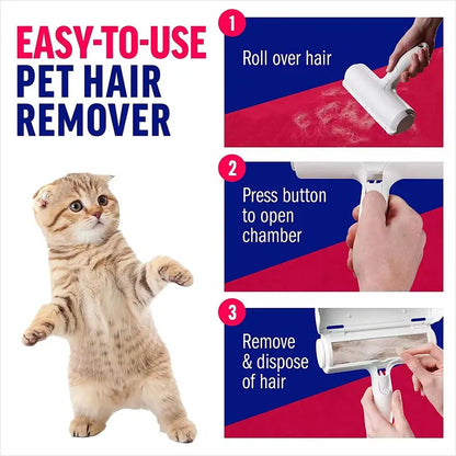 Self-Cleaning Pet Hair Remover Roller - One-Hand Operation for Dogs and Cats